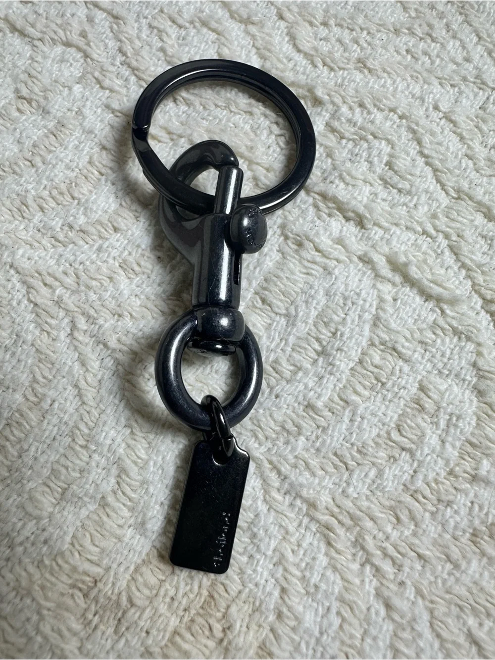 Coach Unisex Black Metal Keychain with Lobster Clasp